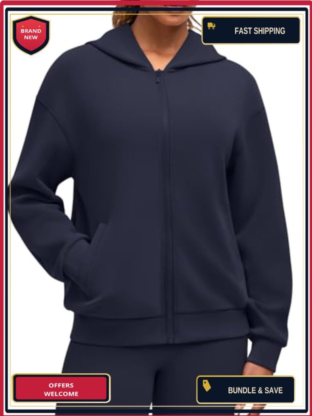 Women's Full Zip Hoodie Long Sleeve with Pockets, Soft Modal Blend, Casual